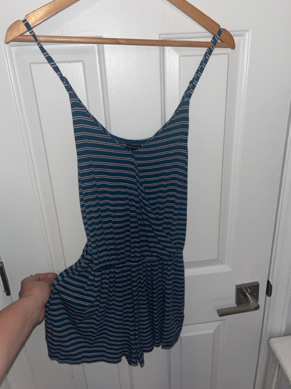 Striped Navy and White One-Piece Romper. American eagle size XS